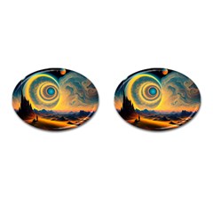 Surrealist Fantasy Dream Moon Space Cufflinks (oval)