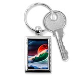 Sea Ocean Waves Rocks Sunset Artwork Key Chain (Rectangle) Front