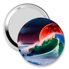 Sea Ocean Waves Rocks Sunset Artwork 3  Handbag Mirrors by Jancukart