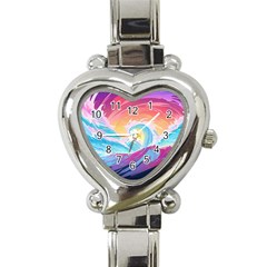 Waves Ocean Sea Tsunami Nautical 9 Heart Italian Charm Watch by Jancukart