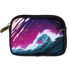 Tsunami Waves Ocean Sea Nautical Nature Water Unique Digital Camera Leather Case by Jancukart