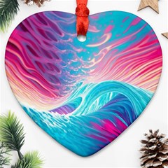 Tsunami Waves Ocean Sea Nautical Nature Water 6 Ornament (heart) by Jancukart