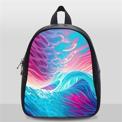 Tsunami Waves Ocean Sea Nautical Nature Water 6 School Bag (small) by Jancukart