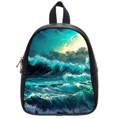 Tsunami Waves Ocean Sea Nautical Nature Water 5 School Bag (small) by Jancukart