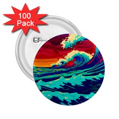 Tsunami Waves Ocean Sea Nautical Nature Water 9 2 25  Buttons (100 Pack)  by Jancukart