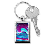 Tsunami Waves Ocean Sea Nautical Nature Water 3 Key Chain (Rectangle) Front