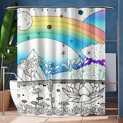 Rainbow Fun Cute Minimal Doodle Drawing 2 Shower Curtain 60  X 72  (medium) 