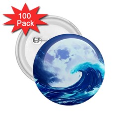 Waves Ocean Sea Tsunami Nautical 7 2 25  Buttons (100 Pack)  by Jancukart