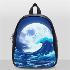 Waves Ocean Sea Tsunami Nautical 7 School Bag (small) by Jancukart