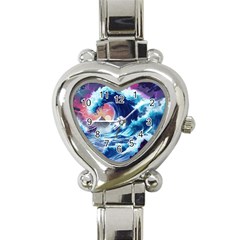 Storm Tsunami Waves Ocean Sea Nautical Nature Heart Italian Charm Watch by Jancukart