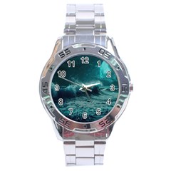 Waves Ocean Sea Tsunami Nautical 2 Stainless Steel Analogue Watch by Jancukart