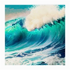 Tsunami Waves Ocean Sea Nautical Nature Water Art Ai Generated Medium Glasses Cloth