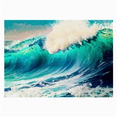 Tsunami Waves Ocean Sea Nautical Nature Water Art Ai Generated Large Glasses Cloth (2 Sides)