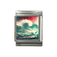 Storm Tsunami Waves Ocean Sea Nautical Nature 2 Italian Charm (13mm) by Jancukart