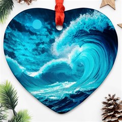 Waves Ocean Sea Tsunami Nautical 3 Ornament (heart) by Jancukart