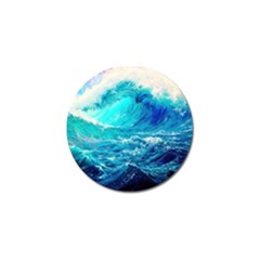 Tsunami Waves Ocean Sea Nautical Nature Water Nature Golf Ball Marker by Jancukart