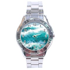 Waves Ocean Sea Tsunami Nautical 4 Stainless Steel Analogue Watch by Jancukart