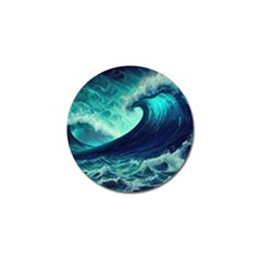 Waves Ocean Sea Tsunami Nautical Golf Ball Marker (4 Pack)