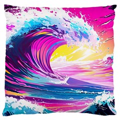 Tsunami Waves Ocean Sea Nautical Nature Water Blue Water Large Cushion Case (one Side)