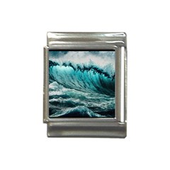 Tsunami Waves Ocean Sea Nautical Nature Water Blue Black Italian Charm (13mm) by Jancukart