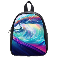 Waves Ocean Sea Tsunami Nautical Nature Water School Bag (small) by Jancukart