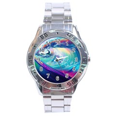 Waves Ocean Sea Tsunami Nautical Nature Water Stainless Steel Analogue Watch by Jancukart