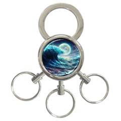 Tsunami Waves Ocean Sea Nautical Nature Water 4 3-ring Key Chain