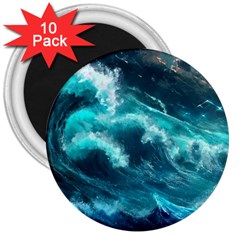 Thunderstorm Tsunami Tidal Wave Ocean Waves Sea 3  Magnets (10 Pack) 