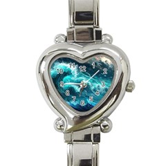 Thunderstorm Tsunami Tidal Wave Ocean Waves Sea Heart Italian Charm Watch by Jancukart