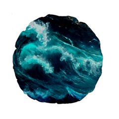 Thunderstorm Tsunami Tidal Wave Ocean Waves Sea Standard 15  Premium Round Cushions