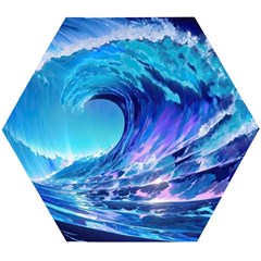 Tsunami Tidal Wave Ocean Waves Sea Nature Water 2 Wooden Puzzle Hexagon