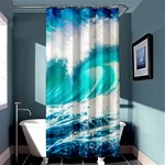 Tsunami Waves Ocean Sea Nautical Nature Water Blue Nature Shower Curtain 36  x 72  (Stall)  Curtain(36 X72 ) - 33.26 x66.24  Curtain(36 X72 )