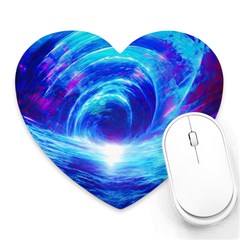 Tsunami Waves Ocean Sea Nautical Nature Water Art Work Heart Mousepad