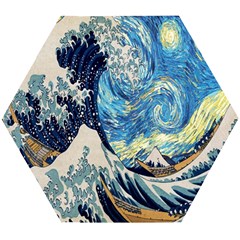 The Great Wave Of Kanagawa Painting Starry Night Van Gogh Wooden Puzzle Hexagon by Sudheng