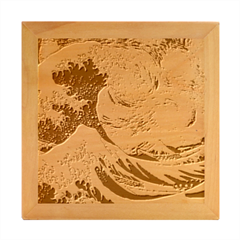 Starry Night Hokusai Van Gogh The Great Wave Off Kanagawa Wood Photo Frame Cube by Sudheng