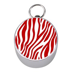 Red Zebra Vibes Animal Print  Mini Silver Compasses by ConteMonfrey