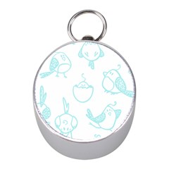 Birds Seamless Pattern Blue Mini Silver Compasses by ConteMonfrey