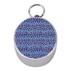 Animal Print - Blue - Leopard Jaguar Dots Small  Mini Silver Compasses by ConteMonfrey