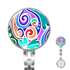 Crazy Pop Art - Doodle Circles   Stainless Steel Nurses Watch