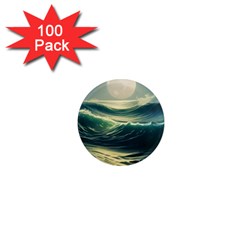 Ocean Sea Waves Tide 1  Mini Magnets (100 Pack)  by Simbadda