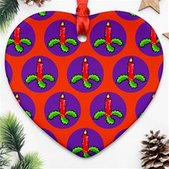 Christmas Candles Seamless Pattern Heart Ornament (two Sides) by Amaryn4rt