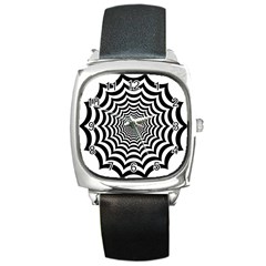 Spider Web Hypnotic Square Metal Watch