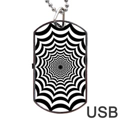 Spider Web Hypnotic Dog Tag Usb Flash (one Side) by Amaryn4rt