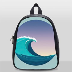 Tsunami Tidal Wave Wave Minimalist Ocean Sea 4 School Bag (small) by Wegoenart