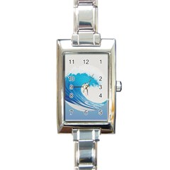 Wave Tsunami Tidal Wave Ocean Sea Water Rectangle Italian Charm Watch by Wegoenart