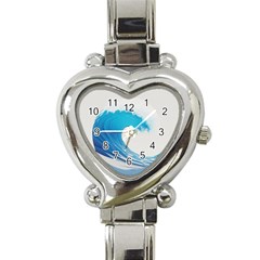 Wave Tsunami Tidal Wave Ocean Sea Water Heart Italian Charm Watch by Wegoenart