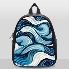 Pattern Ocean Waves Arctic Ocean Blue Nature Sea School Bag (small) by Wegoenart