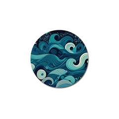 Waves Ocean Sea Abstract Whimsical Abstract Art Golf Ball Marker by Wegoenart