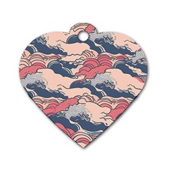 Waves Ocean Sea Water Pattern Rough Seas Dog Tag Heart (one Side) by Wegoenart