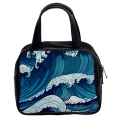 Waves Ocean Sea Pattern Water Tsunami Rough Seas Classic Handbag (two Sides) by Wegoenart